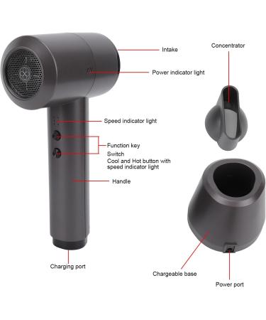 Cordless Hair Dryer Portable Lightweight Fast Drying Hairdryer Blowdryer Constant Temperature 5000mAh Batterry 6 Speed Adjustment Hairdryer for Home Camping (US Plug) US Plug Coffee - Buy Online on SooperMarket.com