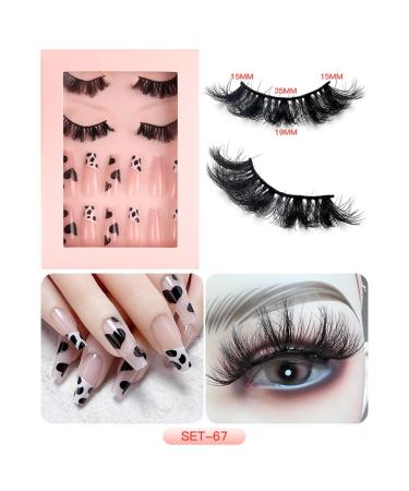 Press On Nails & Faux Mink Lashes Set | Natural Look Stick-On Nails & False Eyelashes for Effortless Beauty - Buy Online on SooperMarket.com