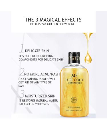 VENZEN Shower Gel 24K Pure Gold Cool Smooth Moisturizing Effect Natural Essence 550Ml - Buy Online on SooperMarket.com