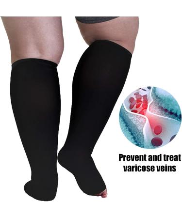 FEOYA Compression Stockings | Medical Thrombosis Socks for Men & Women | Open Lace Calves | Plantar Fasciitis & Heel Spur Support | Sizes M-7XL - Black - Buy Online on SooperMarket.com