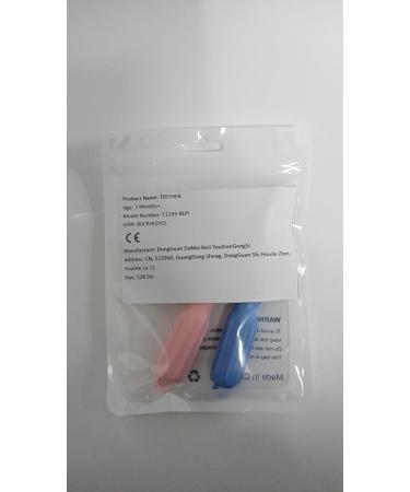 CLdy Baby Biting Toys - 2 BPA-Free Silicone Teething Rings for Babies 3 Months+ - Soft & Stimulating Toothbrush Aid in Blue & Pink - Buy Online on SooperMarket.com