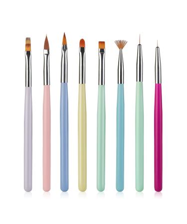 8PCS Nail Art Brushes Set FITDON Gel Polish Nail Art Design Pen Painting Tools with Nail Extension Gel Brush Builder Gel Brush Nail Art Liner Brush for Salon at Home DIY Manicure