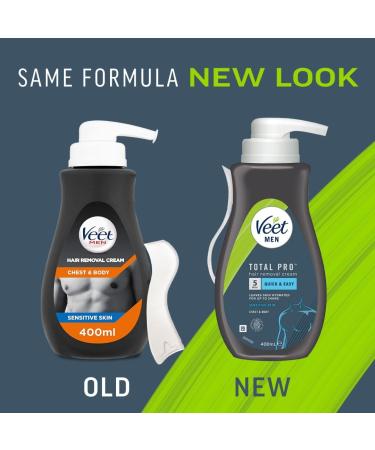 Veet Men Hair Removal Cream Chest & Body Sensitive 400ml each (pack of 2 800ml) Softer hair growth Dermatologically tested - Buy Online on SooperMarket.com