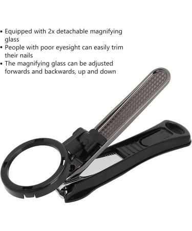Nail Clipper Nail Trimmer with Removable Magnifying Glass Heavy Duty Fingernails Toenails Clipper for Elderly or Visually Impaired (Black) - Buy Online on SooperMarket.com