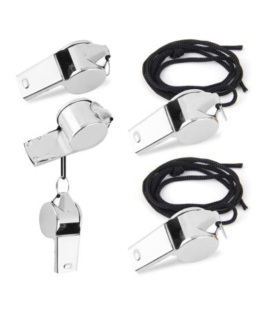 Heedpeiur 5 Stk Trillerfeife sports lessons pipe referee whistle stainless steel pipes sport signal whistle with lanyard whistle children sports pipe loud sound pipe for trainers civil servants black band