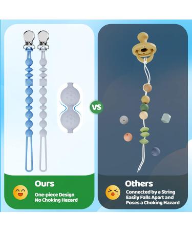 Silicone Pacifier Clips Set for Baby Boys and Girls - Ocean View/Silver Gray (2 Pack) - Buy Online on SooperMarket.com