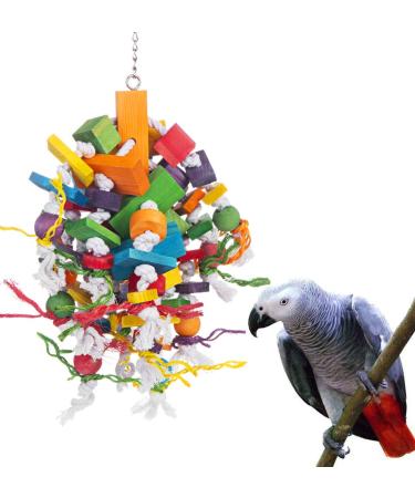 KINTOR Bird Chewing Toy Large Medium Parrot Cage Bite Toys African Grey Macaws Cockatoos Eclectus Amazon Waterfall