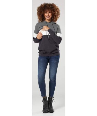 Happy Mama Women's Nursing Hoodie Breastfeeding Maternity - 503p 8 Graphite Melange/White/Grey - Buy Online on SooperMarket.com
