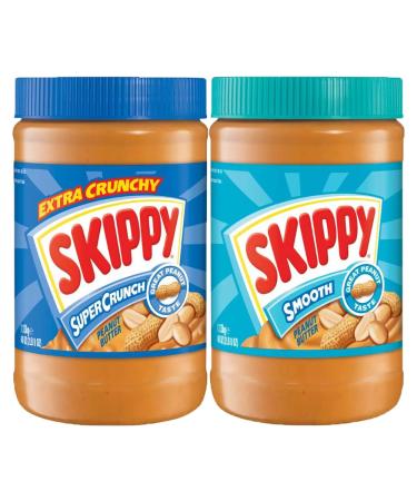 2 x 1.13kg Assorted Peanut Butter (Crunchy and Smooth) Creamy Spread Breakfast Protein Nut Piece Snack Cake Pie Topping Icing