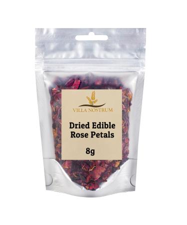 Dried Edible Rose Petals 8g by Villa Nostrum - Edible Flowers Use in Tea Baking Decoration Desserts Crafting Wedding Confetti