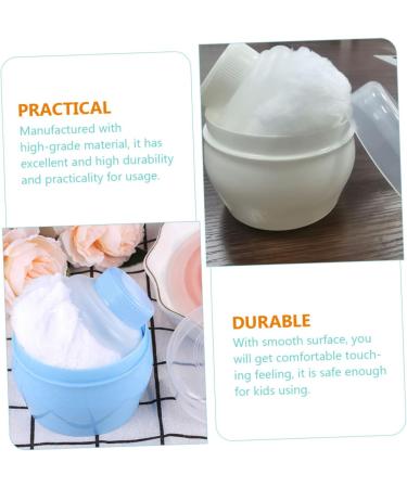 KOMBIUDA Travel Toddler for Mom Sponge Baby After Dusting Plastic Bath Container with Body Care Portable Powder Use Empty Puff Blue Cosmetic White Talcum Newborn Home Infant Face Case 2pcs 1 count (Pack of 1) - Buy Online on SooperMarket.com