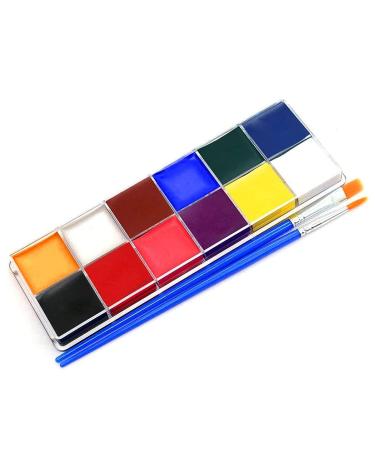 Face Paint Professional Oil Based Body Painting Palette Set 12 Flash Colour for Adults Gifts Halloween Cosplay Decoration Art Makeup Color1