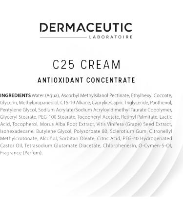 Dermaceutic C25 Cream - Antioxidant Day Cream with Vitamin C Vitamin E Vitamin B5 Vitamin E and Polyphenols - Protective face moisturizer for improved complexion and radiant skin - 30ml - Buy Online on SooperMarket.com