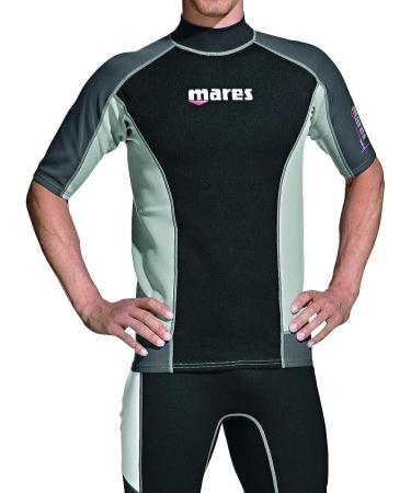 Mares Men's Short Sleeve Rash Guard Top - XX-Large, Black/Grey | Ideal for Scuba, Snorkeling, Water Sports - Buy Online on SooperMarket.com