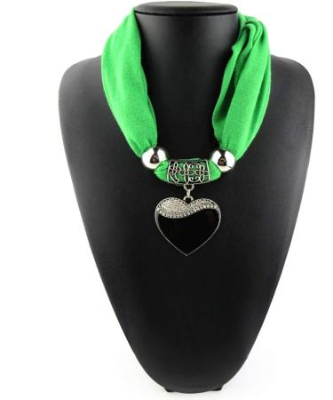GUMEI Ethnic Style Heart Pendant Necklace with Nature Stone & Leopard Pattern Scarf - Buy Online on SooperMarket.com