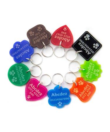 Personalised Cat Dog Tags Pet ID Engraved Acrylic Plastic Acrylic tags