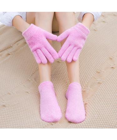 Moisturizing Gel Socks & Gloves Set for Softening Cracked Feet - Reusable Foot Care Spa Treatment (Pink) | International Shipping Available - Buy Online on SooperMarket.com