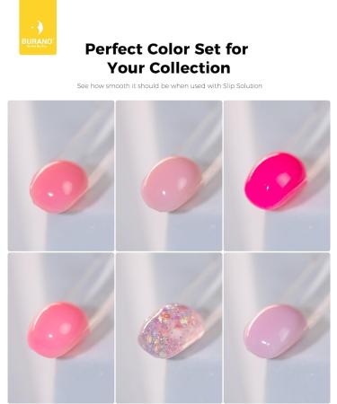 BURANO Poly Extension Gel Nail Kit 6 Colors Builder Set for Beginner & Professional | DIY Poly Nail Gel Kits Starter Kit Nail Art Gift - Pink Glitter (04) - Buy Online on SooperMarket.com