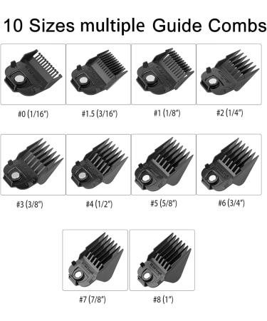 Andis Clipper Guards Set - Kaynway Professional Upgrade Magnetic Comb Guides for Andis Master Clipper 10PCS (Black) - Buy Online on SooperMarket.com