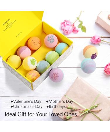 Organic Extra Large 12 Pack Handmade Bath Bombs Gift Set with Essential Oils and Shea Butter - Perfect Birthday and Valentines Gift for Women and Kids - Buy Online on SooperMarket.com