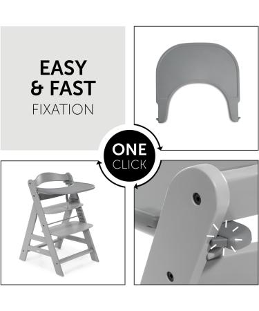 Hauck Alpha+ Click Tray Grey - Easy to Clean, Quick to Remove and Fix - Large Plastic Highchair Tray - Buy Online on SooperMarket.com