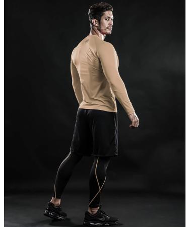 DRSKIN 4 3 or 1 Pack Men's Compression Shirts Top Long Sleeve Sports Baselayer Workout Running Athletic Gym X-Large Round Beige - Buy Online on SooperMarket.com