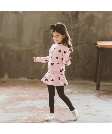 Girls Toddler Heart Print Hoodie Top + Leggings Set 5-6 Yrs - Pink - Buy Online on SooperMarket.com