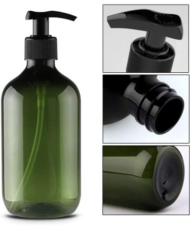 Alledomain 2PCS 500ml/17oz Empty Refillable Plastic Lotion Pump Bottles Shampoo Body Washing Cream Shower Gel Storage Holder Container Toiletries Liquid Dispenser (Brown & Green) - Buy Online on SooperMarket.com