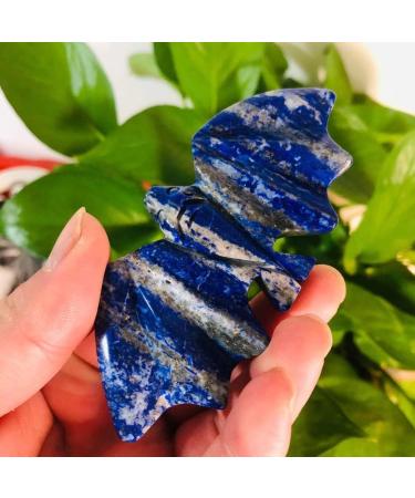 1PC Natural Blue Lapis Lazuli Quartz Stone Carvings Bat Crystal Animal Sculpture for Reiki Natural Luster - Buy Online on SooperMarket.com