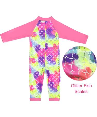 Baby Toddler Boy Swimsuit UPF 50+ Sun Protection Rash Guard Swimwear | Pink Fish Scales | 0-3 Years | 6-12 Months with Crotch Zipper - Buy Online on SooperMarket.com