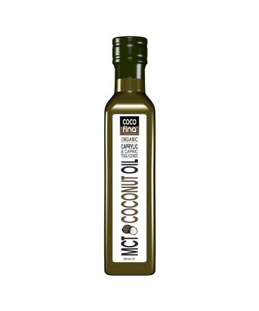 Cocofina Organic MCT Oil C8 C10 Liquid Coconut Oil for Keto Diets & Bulletproof coffee high octane Gluten Free Palm Oil Free GMO Free in Opaque Glass Bottle Kind on Tummy - 250ml