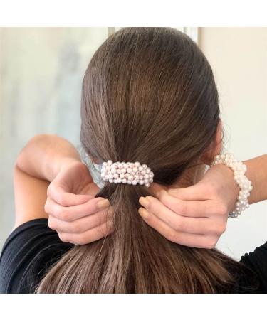Runmi Hair Ties | 3 Pack Pearl Scrunchies & Beaded Ponytail Holders | Stylish Hair Accessories for Women & Girls - Buy Online on SooperMarket.com