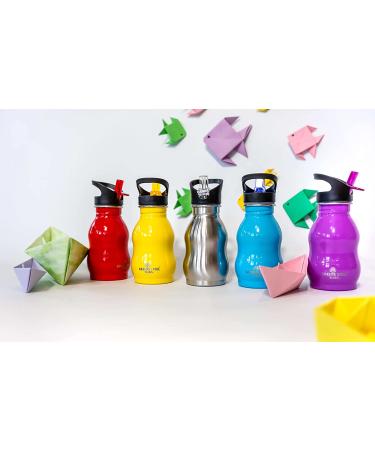 Silver 12 oz Kids Water Bottle with Straw & Handle - Eco Friendly Stainless Steel Cup - Leak Proof Lid - Cute and Easy Sip Design - Buy Online on SooperMarket.com