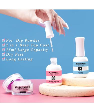 Wakaniya 15ml No Wipe Base and Top Coat Set - Glossy Shine Finish - DIY Nail Gel Design Kit - 0.5 Fl Oz (Pack of 2) - Soak Off LED Gel with Base Activator - Buy Online on SooperMarket.com