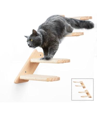 BEBOBLY Reversible Cat Climbing Shelf | Wall Mounted Cat Stairs Ladder | 4 Step | Eco-Friendly Sisal Rope | Perch Platform | Scratching Post | Activity Tree - Buy Online on SooperMarket.com