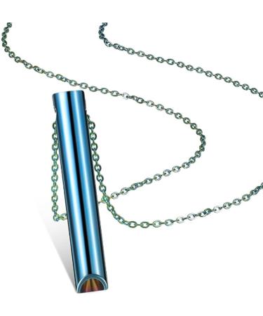 Stainless Steel Mindful Breathing Necklace Breathlace Necklace Quit Smoking Anxiety Necklace The Necklace for Anxiety Stress for Men Women Anxiety Relief (Blue)