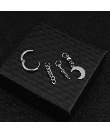 Mshion Unisex Moon Stud Earrings with Jewelry Box - 1 Pair | Unique Gift Idea - Buy Online on SooperMarket.com