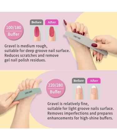8 Pcs Professional Nail Files and Buffers - Double Sided 100/180/240 Grit for Natural and Acrylic Nails - Shaping & Smoothing Kit - Buy Online on SooperMarket.com