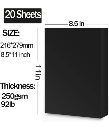 20 Sheets Black Cardstock 8.5 x 11 - 250gsm for DIY Arts & Crafts, Invitations, Stationery, Scrapbooking - Christmas Cards Making Supplies - Buy Online on SooperMarket.com