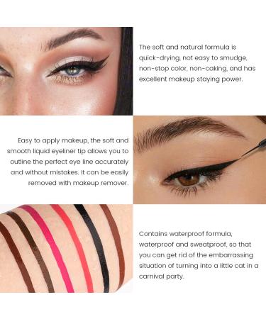 Dark Brown Coffee Liquid Eyeliner Set - Waterproof Colored Eye Liners for Women - Stamps Shapes, 2Pcs - Delineadores de Colores para Ojos - Long-Lasting Formula - Pack of 1 - Buy Online on SooperMarket.com