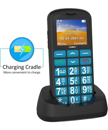 Uleway Senior Cell Phone - Large Button Dual SIM SOS No Contract - Perfect GSM Phone for Pensioners - Includes Charging Station - Blue - Buy Online on SooperMarket.com