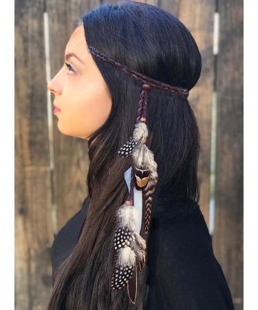 Zoestar Boho Feather Headband - Vintage Bronze Hippie Headdress & Festival Hair Jewelry for Women & Girls - Buy Online on SooperMarket.com