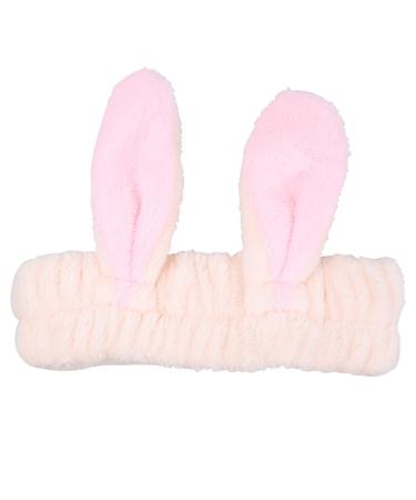 Headband for Washing Face and Makeup Cute Bunny Ear Hairband Elastic Headband for Shower Sports Spa Skincare Beauty Head Wraps Hair Accessories for Women Girls Pink