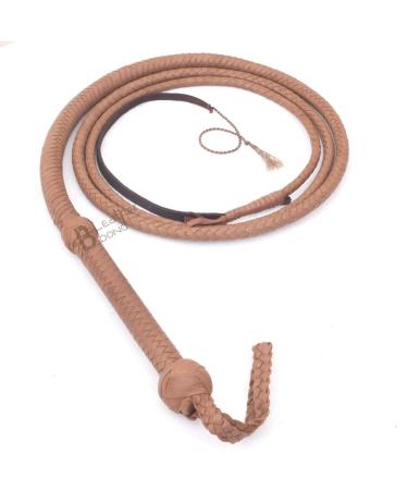 LB'S WHIP Indiana Jones Style 4 Foot 8 Plait Natural Tan Brown Leather Bullwhip Real Cowhide Leather Bull Whip