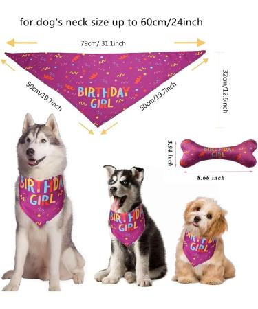 Dog Birthday Bandana Girl Set Pet Happy Birthday Toy Party Triangle Bibs with Cute Biting Bone Scarf Accessory for Small Medium Large Dogs Cats - Pink - Buy Online on SooperMarket.com