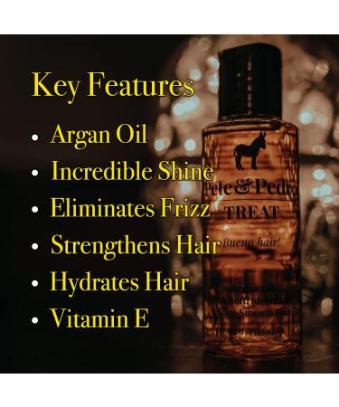 Pete & Pedro TREAT - Argan Oil Hair Treatment 2 oz | Moisturizes & Strengthens for Soft, Frizz-Free Hair | Multi-Purpose Benefits for Dry & Damaged Hair, Skin, Nails & Cuticles | As Seen on Shark Tank - Buy Online on SooperMarket.com