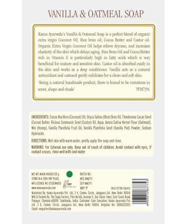 Kama Ayurveda Vanila and Oatmeal Soap with Organic Coconut Rice Bran and Castor Oils 125g - Buy Online on SooperMarket.com