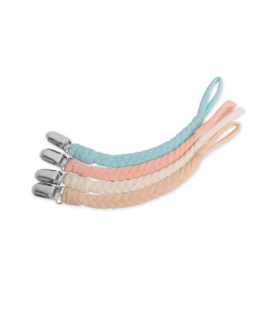 EXQUILEG 4Pcs Pacifier Strap Baby Pacifier Chain Clips Cotton Pacifier Strap With Stainless Steel Clamps for Unisex Baby (LA01)