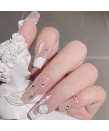 3D Flower Nail Charms 200 Pcs White Black Clear Acrylic Camellia Nail Art Charms Rose Butterfly Nail Rhinestones Gems Jewelry with Mini Caviar Beads Pearls (White+Black+Clear) - Buy Online on SooperMarket.com