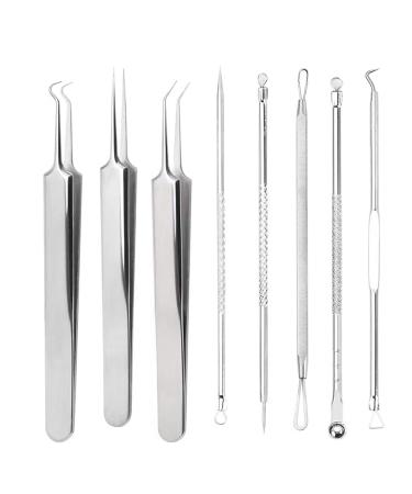 8-Piece Acne Needle Set - Blackhead & Pimple Remover - Professional Beauty Tool for Home & Salon - Silver - Buy Online on SooperMarket.com